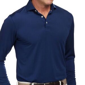 Men's Blue Long Sleeve Polo Shirt